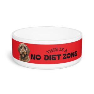 Funny Dog Bowl - 'No Diet Zone' Pet Bowl for Dogs - Loyal Dark Brown Labradoodle