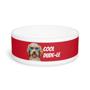 Cool Dude-le Cream-Colored Labradoodle Wearing Sunglasses Poodle Doodles Cool Dog Pet Bowl